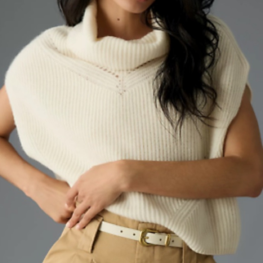By Anthropologie Cowl-Neck Cashmere Sweater Vest in Pink Rose - Picture 3 of 9